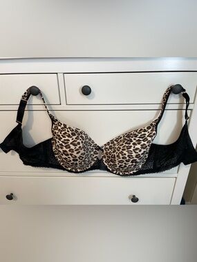 Penningtons Leopard Print Underwire Bra with Black Lace
